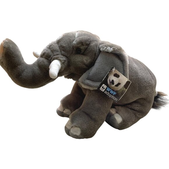 WWF Plush Elephant Soft Toy With Tag 12" Gray & White Conservation Gift Eco-Frie - Picture 1 of 14